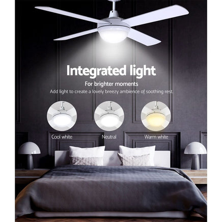 Devanti 52'' Ceiling Fan AC Motor w/Light w/Remote - White Appliances Kings Warehouse 