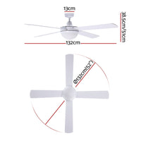 Devanti 52'' Ceiling Fan AC Motor w/Light w/Remote - White Appliances Kings Warehouse 