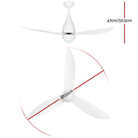 Devanti 52'' Ceiling Fan DC Motor LED Light Remote Control - White Appliances Kings Warehouse 