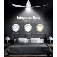 Devanti 52'' Ceiling Fan DC Motor LED Light Remote Control - White Appliances Kings Warehouse 