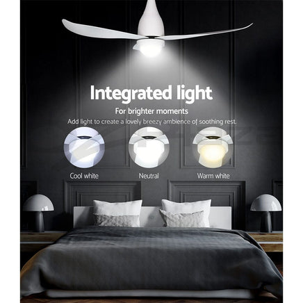 Devanti 52'' Ceiling Fan DC Motor LED Light Remote Control - White Appliances Kings Warehouse 