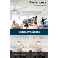 Devanti 52'' Ceiling Fan DC Motor LED Light Remote Control - White Appliances Kings Warehouse 