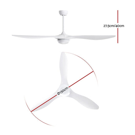 Devanti 52'' Ceiling Fan DC Motor w/Light w/Remote - White Appliances Kings Warehouse 