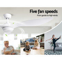 Devanti 52'' Ceiling Fan DC Motor w/Light w/Remote - White Appliances Kings Warehouse 