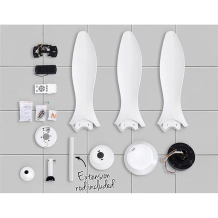 Devanti 52'' Ceiling Fan DC Motor w/Light w/Remote - White Appliances Kings Warehouse 