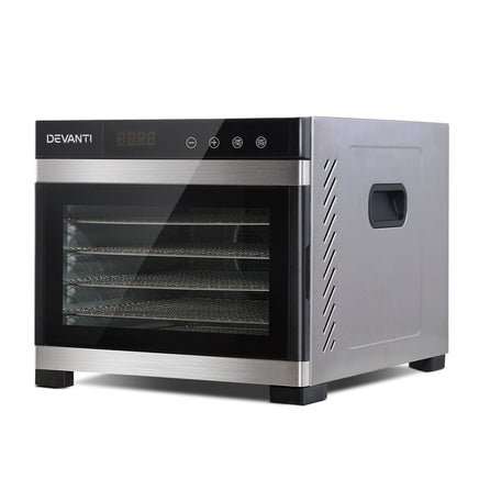 Devanti 6 Trays Food Dehydrator Stainless Steel Tray Appliances Kings Warehouse 