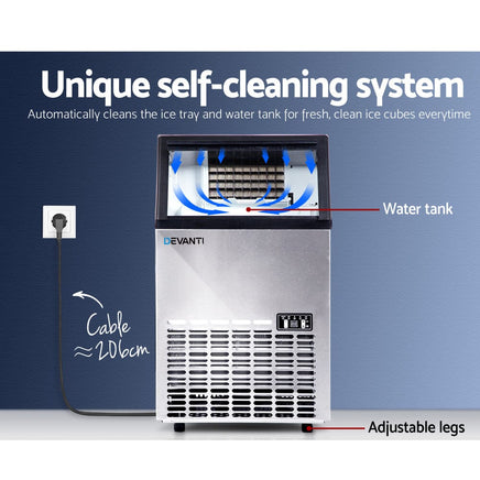 Devanti 60kg Commercial Ice Maker Machine Appliances Kings Warehouse 