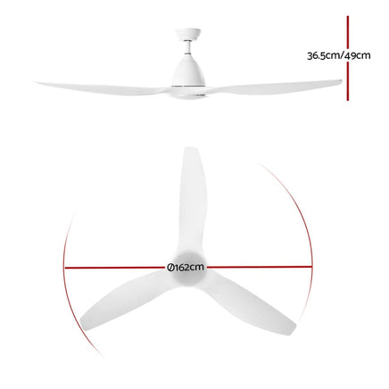 Devanti 64'' DC Motor Ceiling Fan With Light LED Remote Control Fans 3 Blades Trending Tech and Appliances Kings Warehouse 