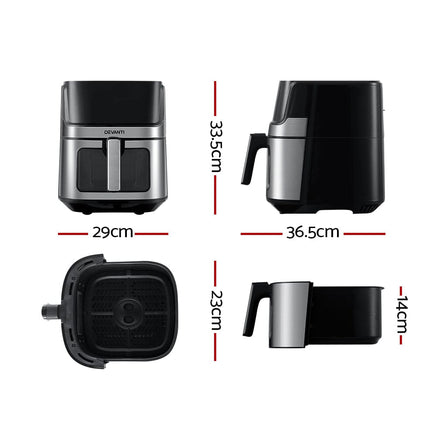 Devanti Air Fryer 6.5L LCD Fryers Clear Window Appliances Kings Warehouse 