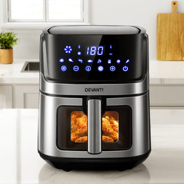 Devanti Air Fryer 6.5L LCD Fryers Clear Window Appliances Kings Warehouse 
