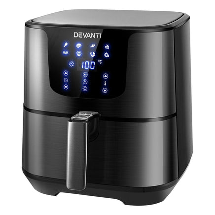 Devanti Air Fryer 7L LCD Fryers Black Appliances Kings Warehouse 