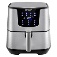 Devanti Air Fryer 7L LCD Fryers Stainless Steel Appliances Kings Warehouse 