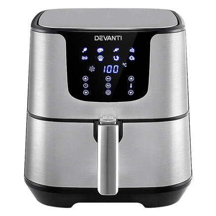 Devanti Air Fryer 7L LCD Fryers Stainless Steel Appliances Kings Warehouse 