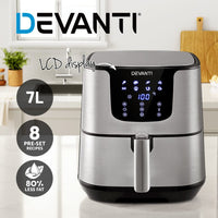Devanti Air Fryer 7L LCD Fryers Stainless Steel Appliances Kings Warehouse 