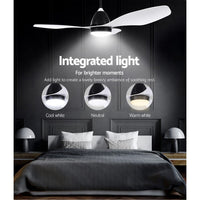 Devanti Ceiling Fan Light Remote Control Ceiling Fans White 48'' 3 Blades Trending Tech and Appliances Kings Warehouse 