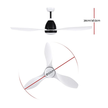 Devanti Ceiling Fan Light Remote Control Ceiling Fans White 48'' 3 Blades Trending Tech and Appliances Kings Warehouse 
