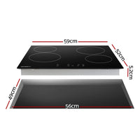 Devanti Ceramic Cooktop 60cm Electric Cooker 4 Burner Stove Hob Touch Control Kings Warehouse 