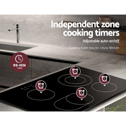 Devanti Ceramic Cooktop 77cm Electric Cooker 4 6 Burner Stove Hob Touch Control CLICK FRENZY: Tech & Appliances Kings Warehouse 