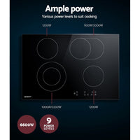 Devanti Ceramic Cooktop 77cm Electric Cooker 4 6 Burner Stove Hob Touch Control CLICK FRENZY: Tech & Appliances Kings Warehouse 