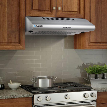 DEVANTI Fixed Range Hood Rangehood Stainless Steel Kitchen Canopy 60cm 600mm Appliances Stocktake Sale Kings Warehouse 