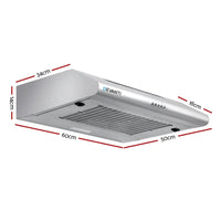 DEVANTI Fixed Range Hood Rangehood Stainless Steel Kitchen Canopy 60cm 600mm Appliances Stocktake Sale Kings Warehouse 