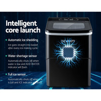 DEVANTi Portable Ice Cube Maker Machine 2L Home Bar Benchtop Easy Quick Black Appliances Kings Warehouse 