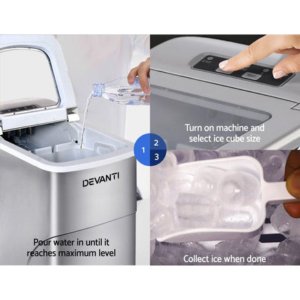 Devanti Portable Ice Cube Maker - Silver Appliances Kings Warehouse 