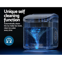 Devanti Portable Ice Maker Machine Ice Cube Tray 12kg Bar Countertop Black Appliances Kings Warehouse 