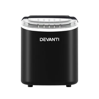 Devanti Portable Ice Maker Machine Ice Cube Tray 12kg Bar Countertop Black Appliances Kings Warehouse 