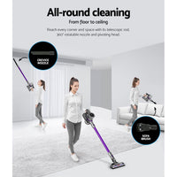 Devanti Stick Vacuum Cleaner Bagless Cordless 120W Purple Appliances Kings Warehouse 