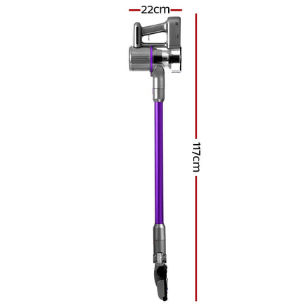 Devanti Stick Vacuum Cleaner Bagless Cordless 120W Purple Appliances Kings Warehouse 
