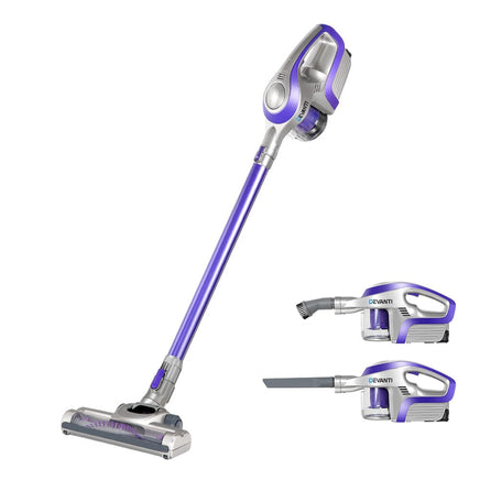 Devanti Stick Vacuum Cleaner Bagless Cordless 150W Purple Appliances Kings Warehouse 