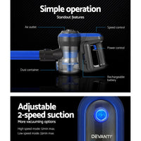 Devanti Stick Vacuum Cleaner Brushless Cordless 250W Blue Appliances Kings Warehouse 