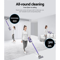 Devanti Stick Vacuum Cleaner Cordless HEPA Filter Purple 150W Appliances Kings Warehouse 