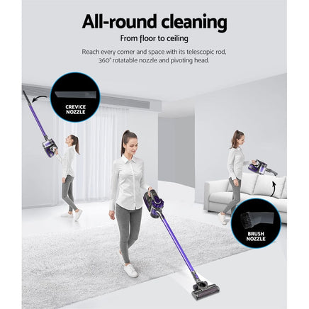 Devanti Stick Vacuum Cleaner Cordless HEPA Filter Purple Appliances Kings Warehouse 