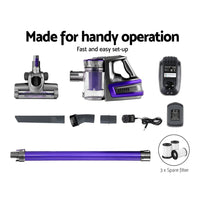 Devanti Stick Vacuum Cleaner Cordless HEPA Filter Purple Appliances Kings Warehouse 