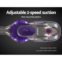 Devanti Stick Vacuum Cleaner Cordless Roller Brush 150W Purple Appliances Kings Warehouse 