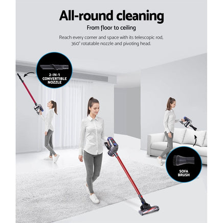 Devanti Stick Vacuum Cleaner HEPA Filter Red 150W Appliances Kings Warehouse 
