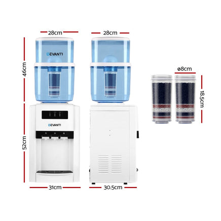 Devanti Water Cooler Dispenser Bench Top 22L w/2 Filter Appliances Kings Warehouse 