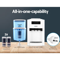 Devanti Water Cooler Dispenser Bench Top 22L w/2 Filter Appliances Kings Warehouse 