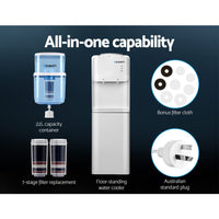 Devanti Water Cooler Dispenser Stand 22L Bottle White w/2 Filter Appliances Kings Warehouse 