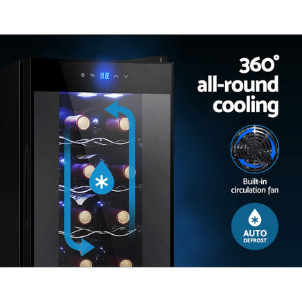 Devanti Wine Fridge Cooler 12 Bottles Appliances Kings Warehouse 