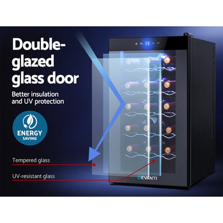 Devanti Wine Fridge Cooler 18 Bottles Appliances Kings Warehouse 