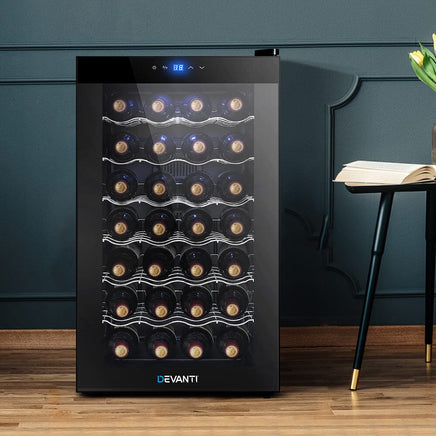 Devanti Wine Fridge Cooler 28 Bottles Appliances Kings Warehouse 