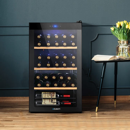 Devanti Wine Fridge Cooler 34 Bottles Appliances Kings Warehouse 