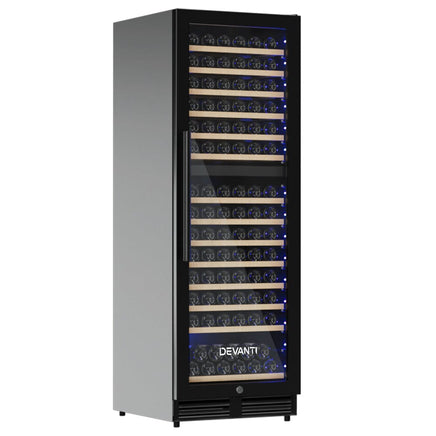 Devanti Wine Fridge Cooler Dual Zone 154 Bottles Appliances Kings Warehouse 