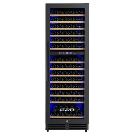 Devanti Wine Fridge Cooler Dual Zone 154 Bottles Appliances Kings Warehouse 