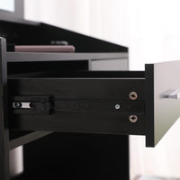 Diana Vanity Set with Shelves Cushioned Stool and Lighted Mirror- Black Furniture Kings Warehouse 