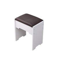 Diana Vanity Set with Shelves Cushioned Stool and Lighted Mirror- White Furniture Kings Warehouse 