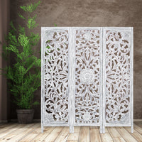 Diego 3 Panel Room Divider Screen Privacy Shoji Timber Wood Stand - White Kings Warehouse 